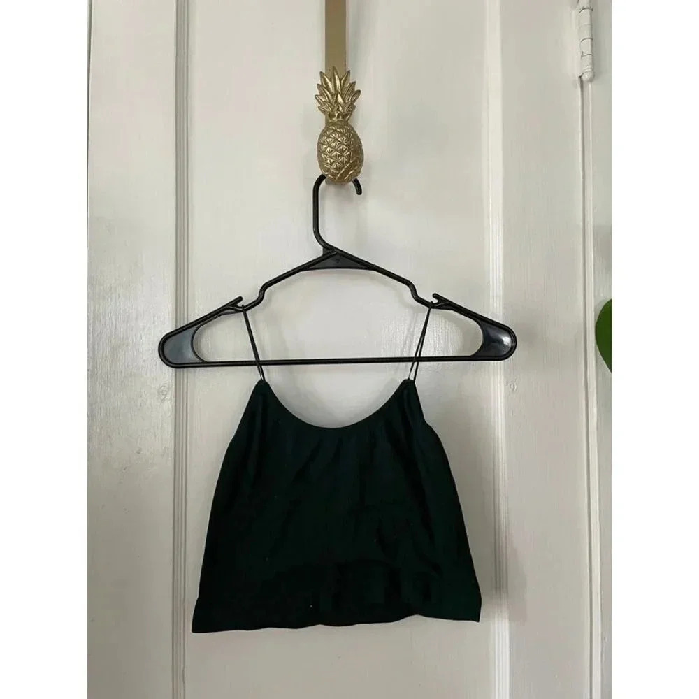 Dark Green Women's size Medium Textured Cropped Bralette Top